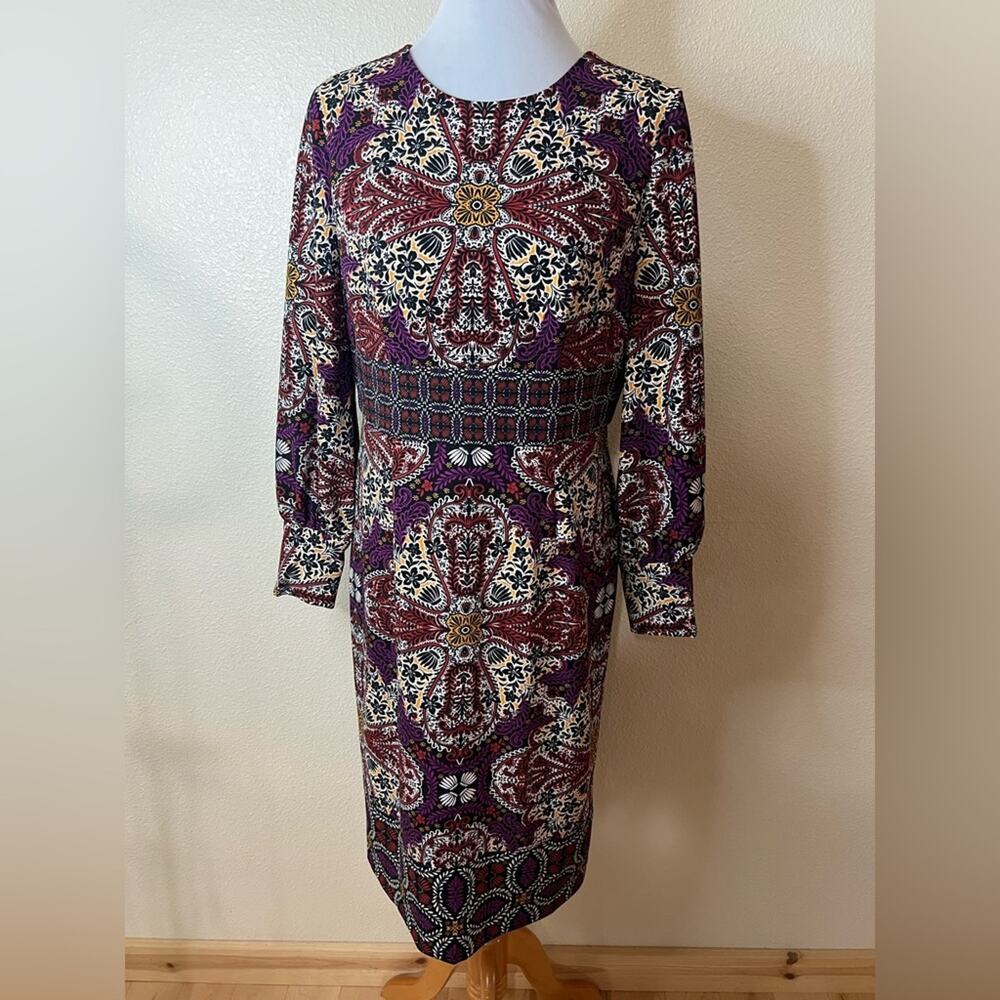 Chico’s Medallion Geometric Long Sleeve Sheath Dress NEW 1 / US8-10